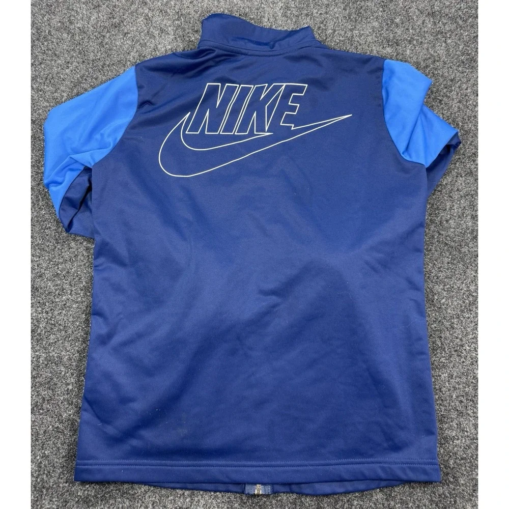 Nike Youth XL Full Zip Track Jacket Blue Swoosh Athletic Sportswear Spell Out